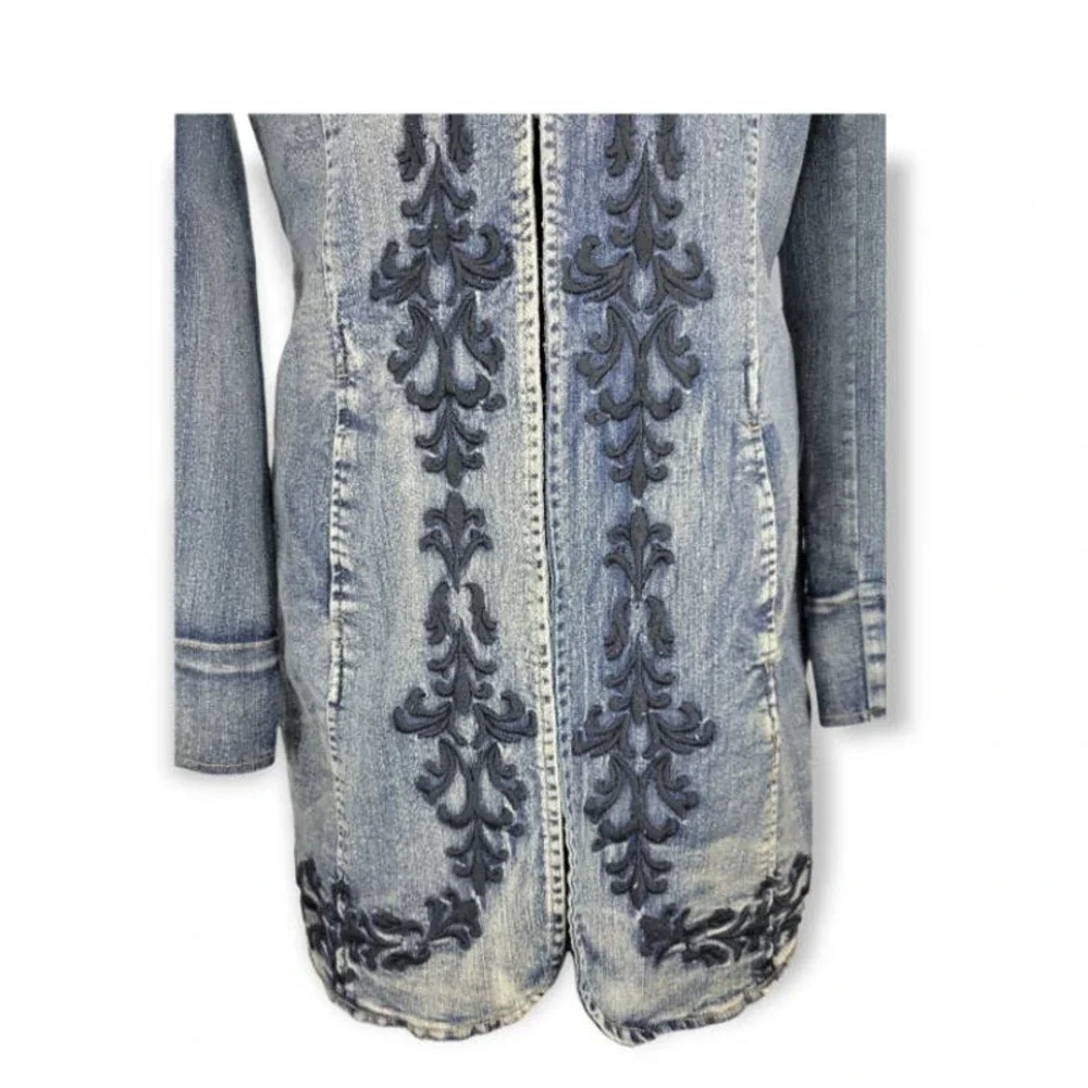 OSO Casual Denim Jacket.Embroidered Large. longsleeve. - Picture 2 of 6